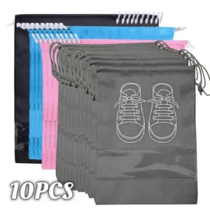 5pcs/set Shoe Storage Bag With Thickened Non-woven Fabric Strap Mouth Large Capacity Travel Waterproof Shoe Bag Moistureproof