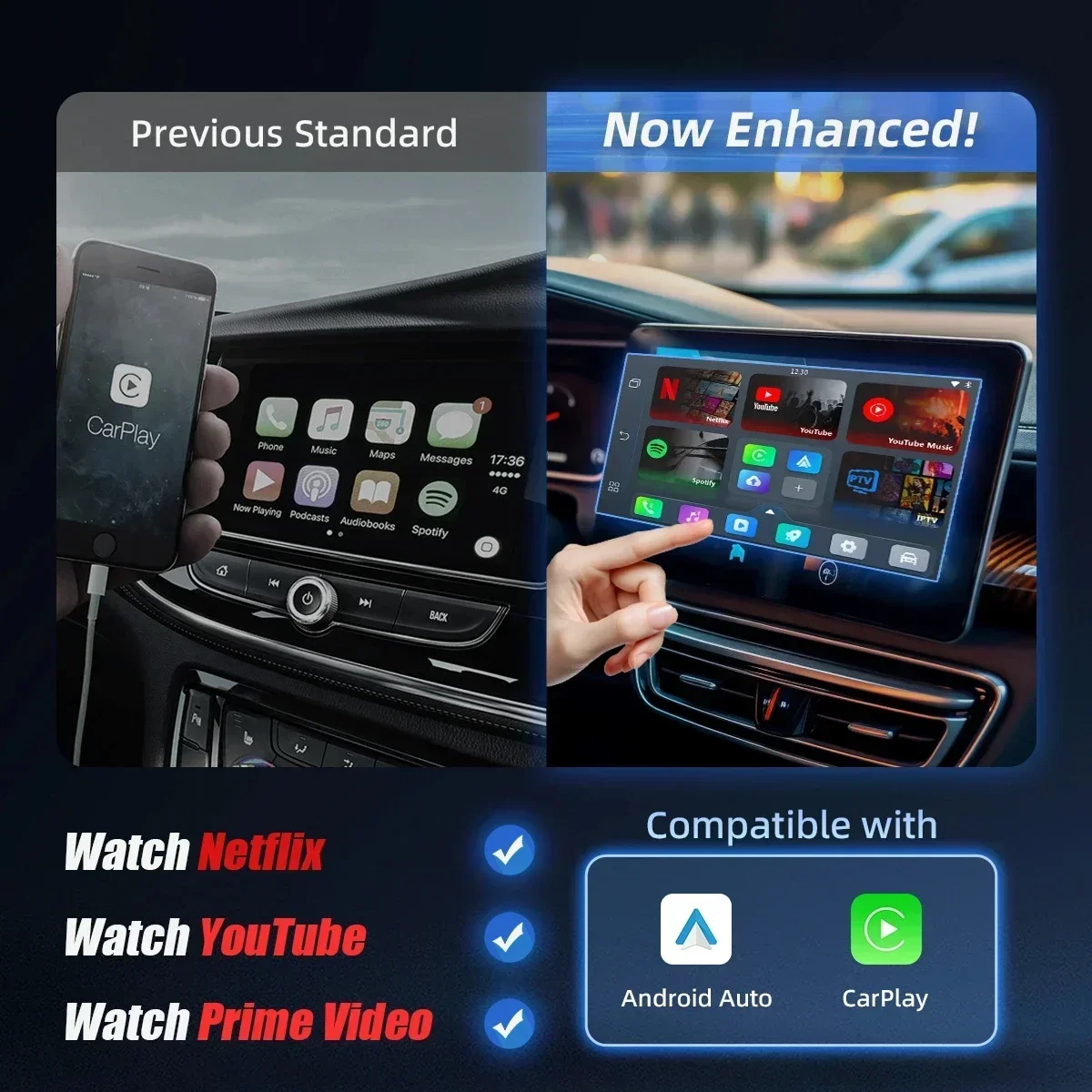 OTTOCAST Play2Video Pro Wireless CarPlay Android Auto Adapter Built in Youtube Netflix Video Box Car Accessories for Benz Toyota - Image 4