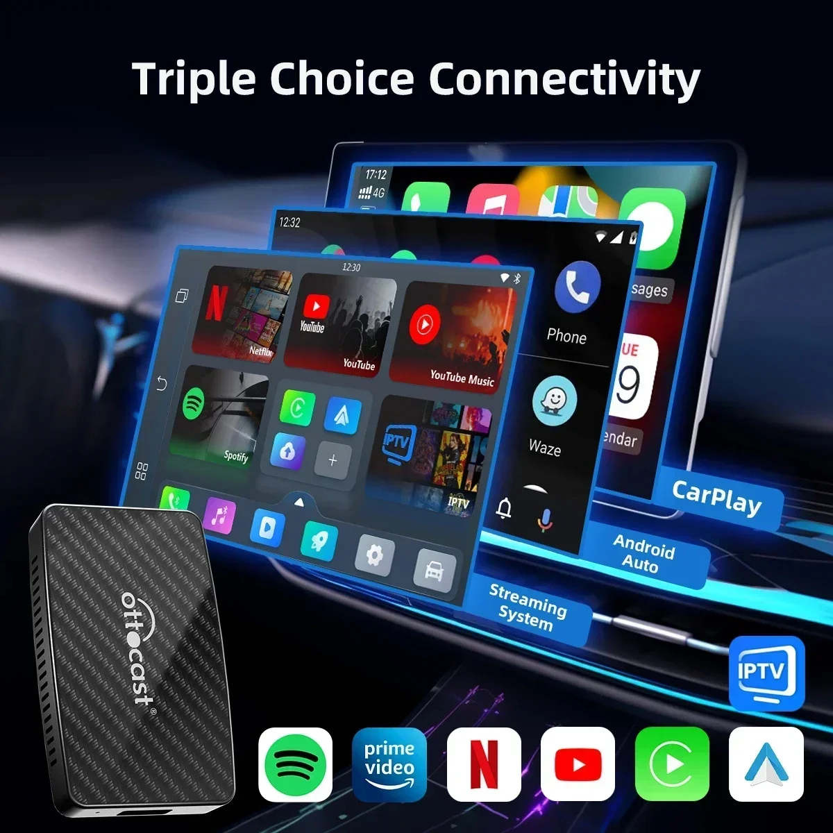 OTTOCAST Play2Video Pro Wireless CarPlay Android Auto Adapter Built in Youtube Netflix Video Box Car Accessories for Benz Toyota - Image 2
