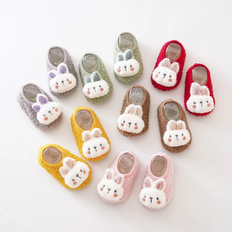 Cartoon Rabbit Baby Floor Socks Kids Plush Slippers Toddler Warm Shoes Children Soft Non-slip Prewalkers Indoor Home Slippers - Image 2