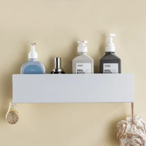White Shower Shelf With Hook Aluminium Bathroom Items Toilet Wc Corner Bath Caddy Shampoo Storage Rack Kitchen Wall Organizer