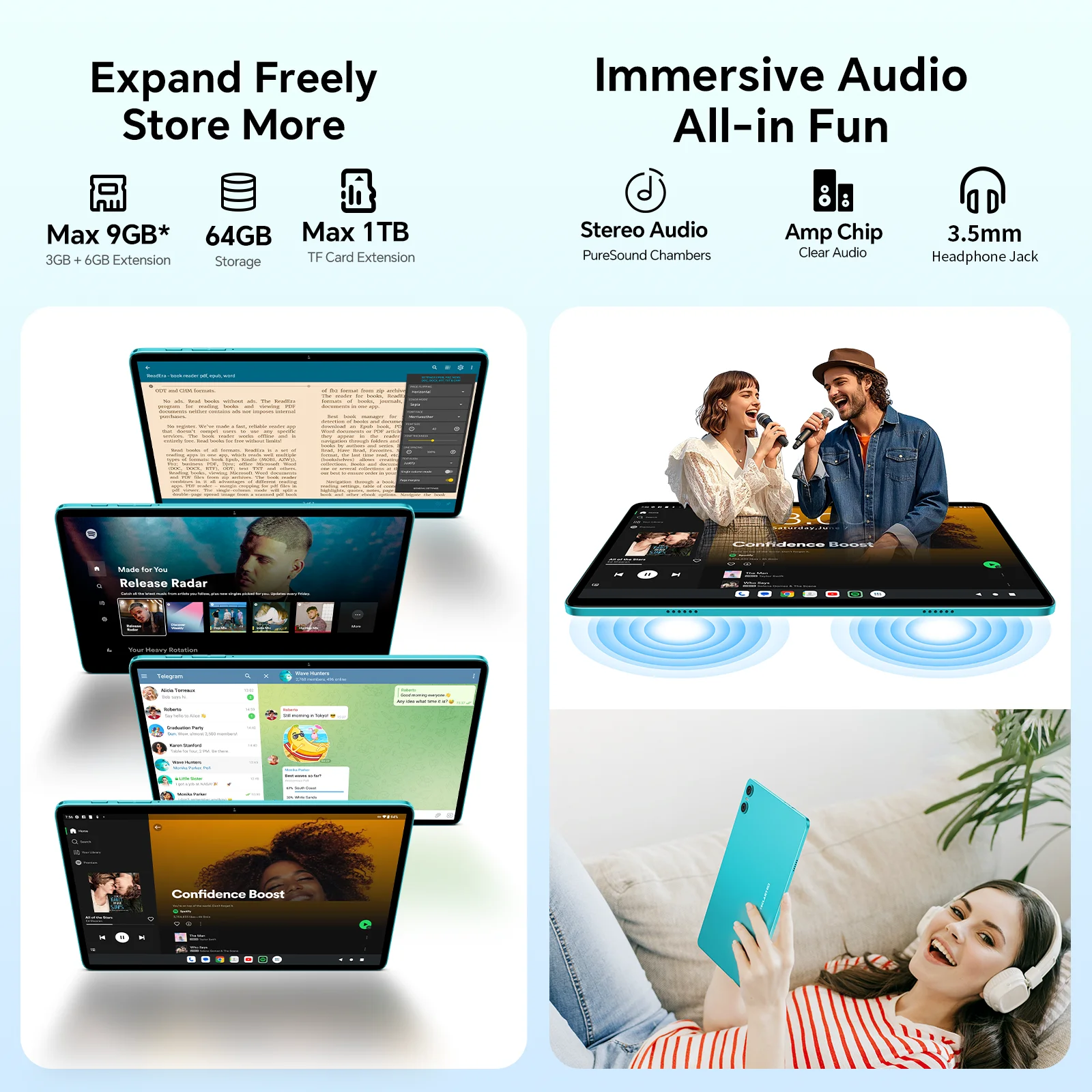 Teclast P33 Android 15 Tablet 10.1" 1280x800 IPS A333 5-core Max 9GB RAM 64GB ROM 6000mAh Type-C Metal Body Tablets PC Wi-Fi 6 - Image 5