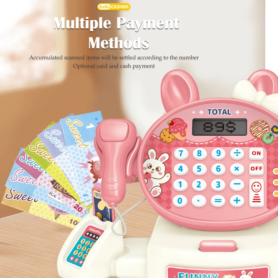 Children play at home toy electric simulation supermarket cash register cartoon frog animal shopping cart computer baby gift - Image 4