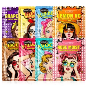 8pcs SADOER Beauty Fruits Facial Masks for Face Moisturizing Brightening Firming Hydrating Face Mask Facial Skin Care Products