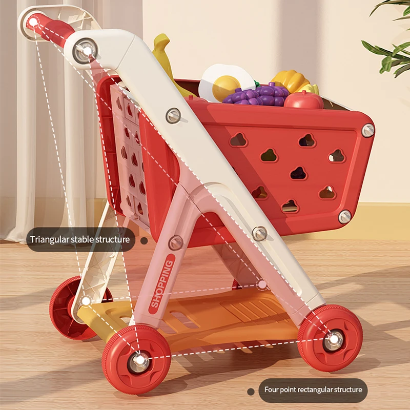 Shopping cart toy baby small trolley children play house fruit cut music kitchen supermarket men and girls Early Education toys - Image 5