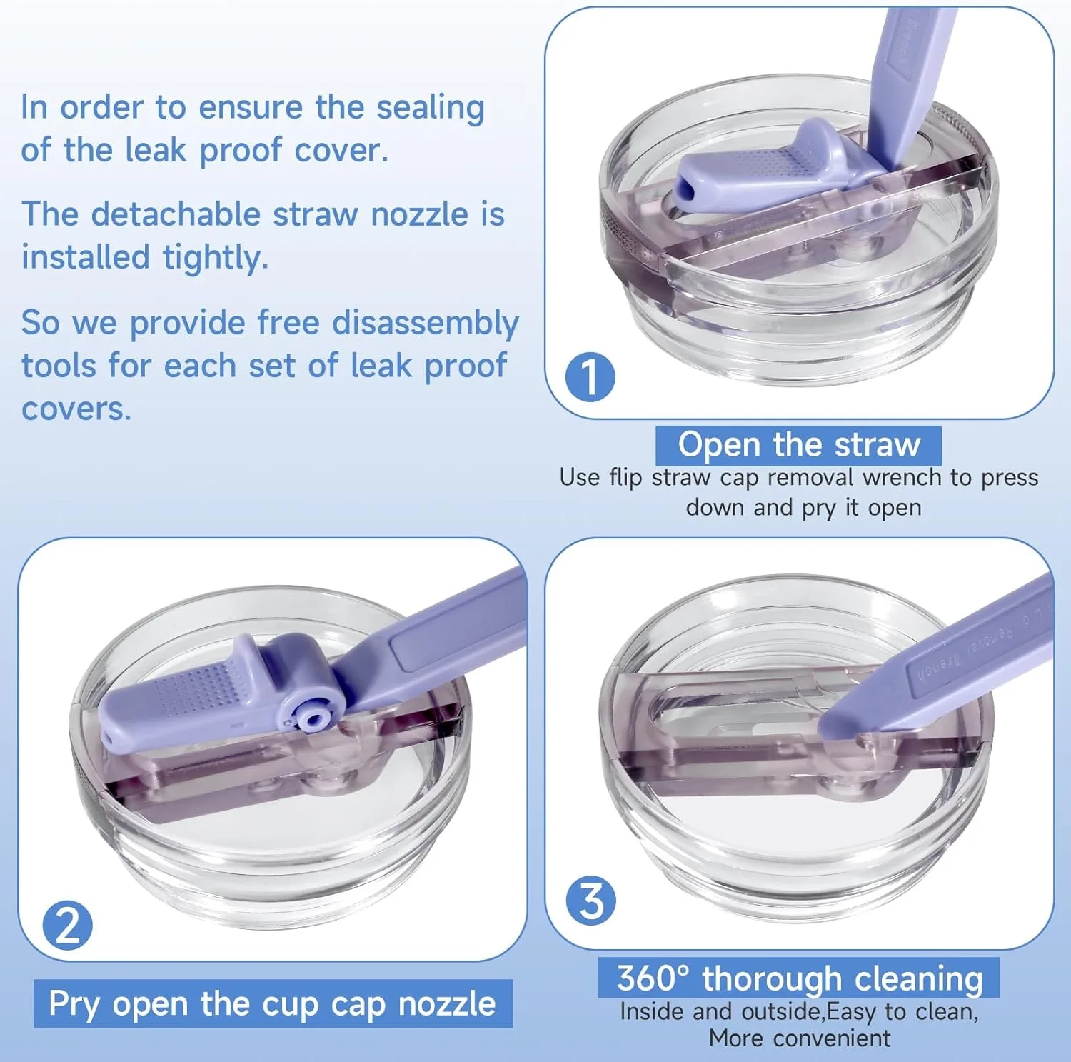 40OZ Leak Proof Flip Straw Lid Replacement Fit for Stanley Quencher H2.0 and ProTour Tumbler Exact Color Tumbler Lid Replacement - Image 4