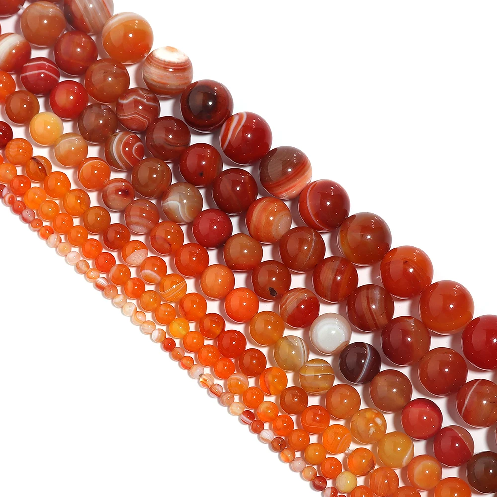 1 Strand Orange Natural Agate Loose Beads Gemstone Round Beads Natural Stone for Jewelry Making DIY 4/6/8/10/12mm - Image 6