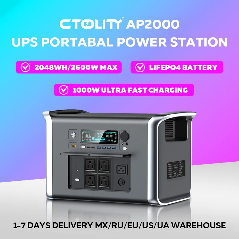 2000Wh Portable Power Station Lifepo4 Batteries Outdoor Powerful Power Bank 640000mAh Large Capacity Secondary Battery Camping