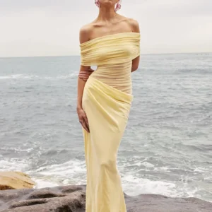 Weird Puss Ruched Irregular Dress Women Mesh Patchwork Slash Neck Short Sleeve Skinny Stretch Trend Elegant Long Bodycon Outfits