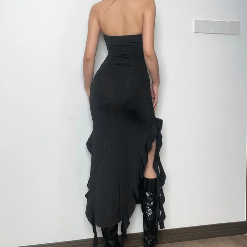 Summer New Y2K Sexy Hot Girl One-shoulder Jellyfish Style Fungus Sexy Breast-wrapped Irregular Dress - Image 4