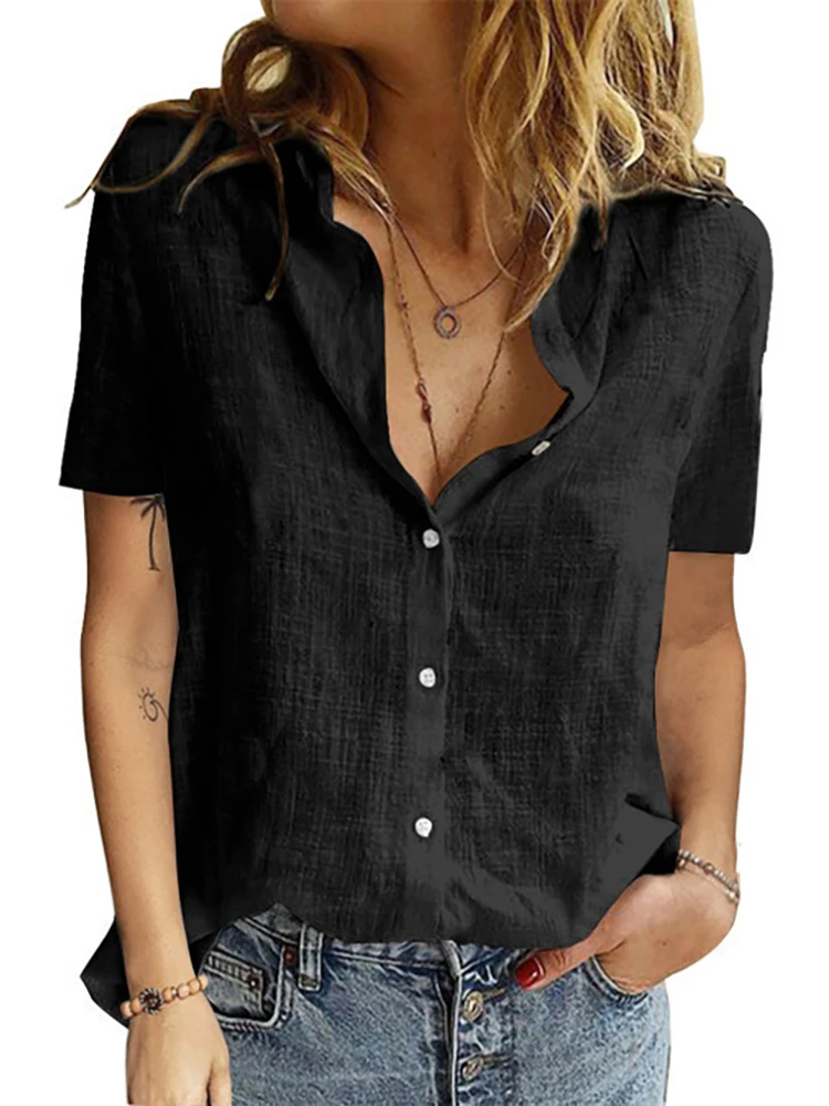 Summer Elegant Harajuku Linen Oversized Shirts Short Sleeve Birds Print Loose Blouses and Tops Casual Oversized Tunic Clothing - Image 6