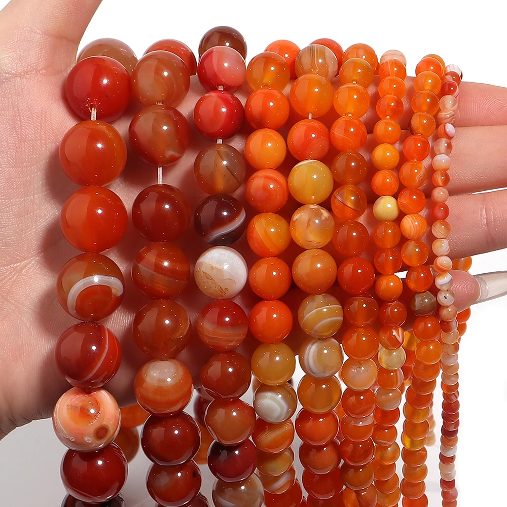 1 Strand Orange Natural Agate Loose Beads Gemstone Round Beads Natural Stone for Jewelry Making DIY 4/6/8/10/12mm - Image 5