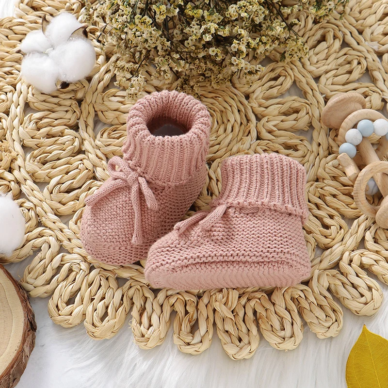 Baby Shoes Solid Color Knitted Newborn Boys and Girls Boots First Walkers Soft Bottom Infant Unisex Footwear 0-18m Child Booties - Image 3