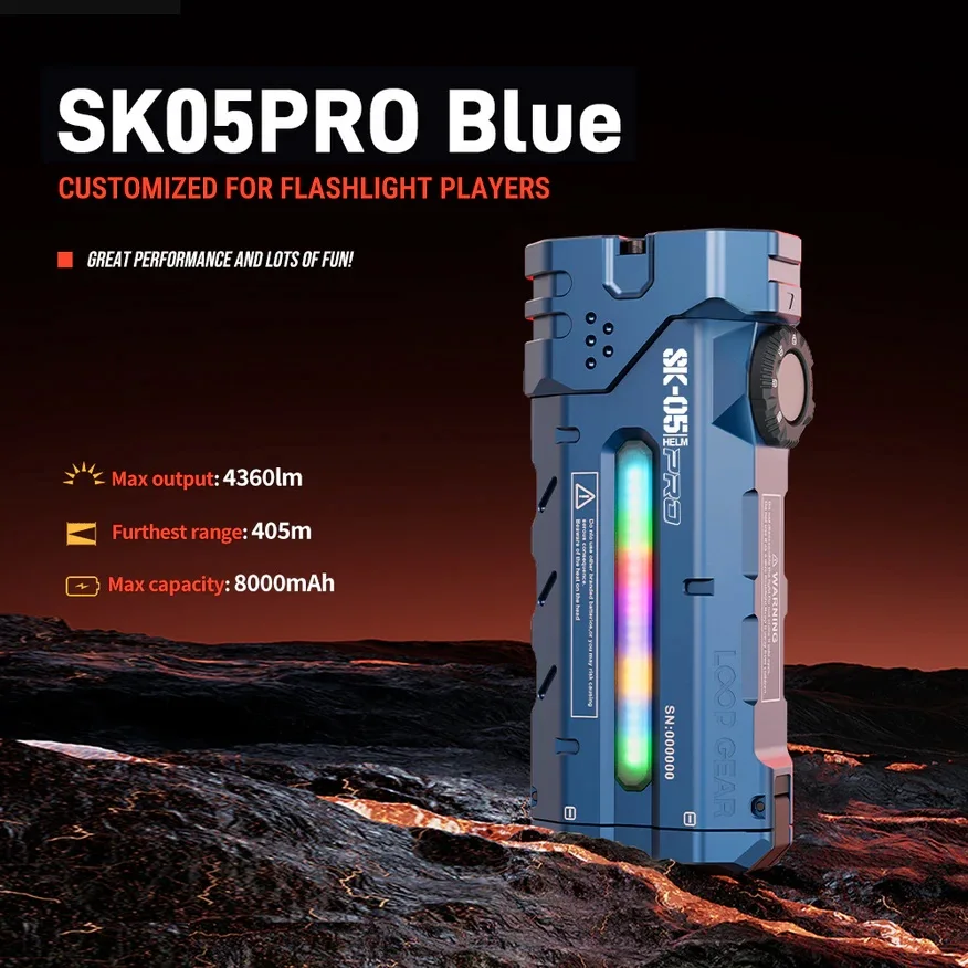 LOOP SK05 Pro Blue Flat LED Flashlight 4360LM with 8000mAh Power Bank Floodlight Spotlight for Outdoor Hiking Self Defense - Image 2