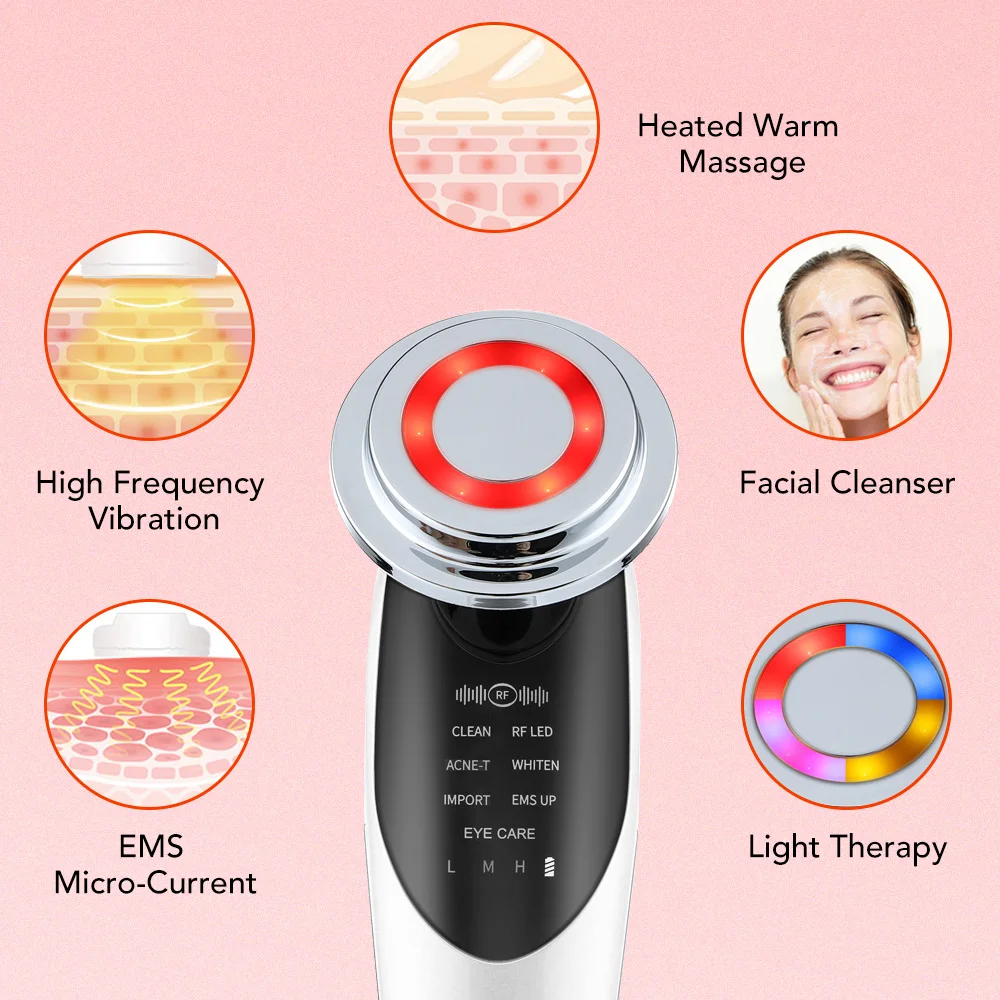 7 in 1 Face Lifting Device EMS Microcurrent Skin Rejuvenation LED Facial Neck Firming Massager Face Beauty Care Apparatus - Image 2