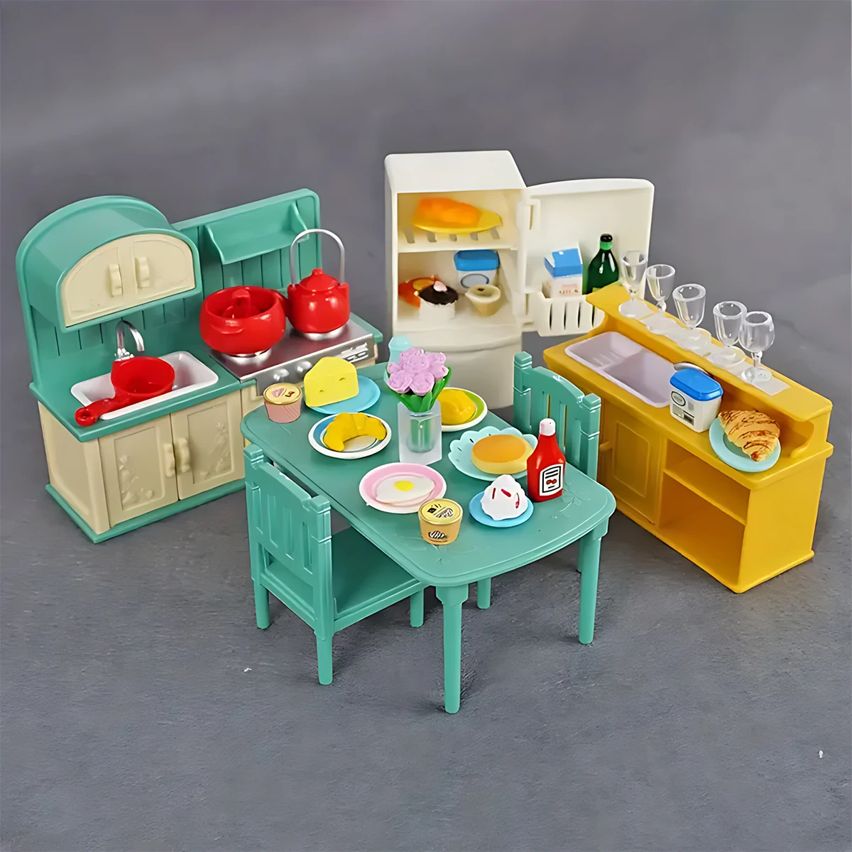 1:12 Miniature Furniture Forest Family Kitchen Toy Dining Table Dollhouse Accessories Bathroom Pretend Play For Girl Gifts Toys - Image 3