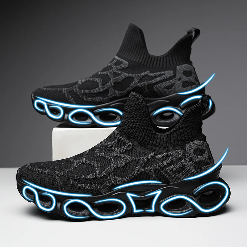 Blade Sneakers Summer New Men's Shoes Resilient Breathable Flying Woven Socks Shoes All Sports Casual Slip-on Loafers Men - Image 2