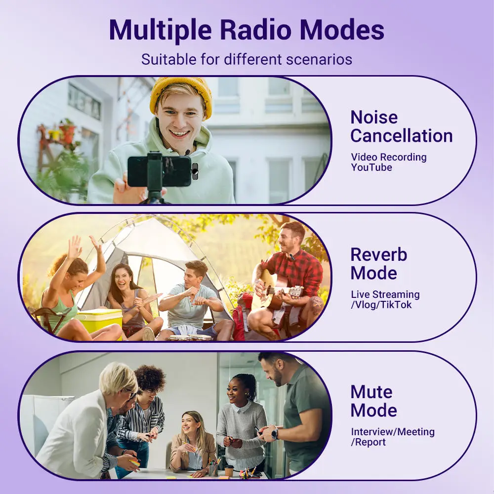 Wireless Lavalier Microphone Mini Portable Smart Noise Reduction Video Recording Microphone for iPhone Android Lapel Mic - Image 6