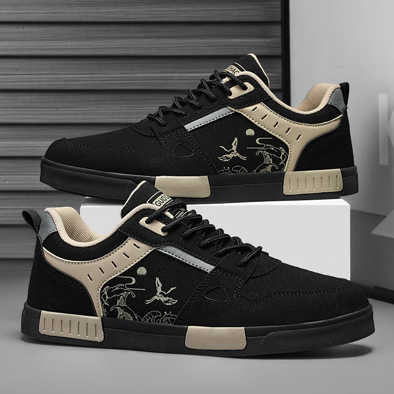 Men's easy to wipe clean skate shoes, good grip, low top lace-up sneakers, men's shoes - Image 3