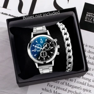 1/2PCS Men Business Watches Fashion Men's Steel Band Quartz Watch with Bracelet（Box not Included）