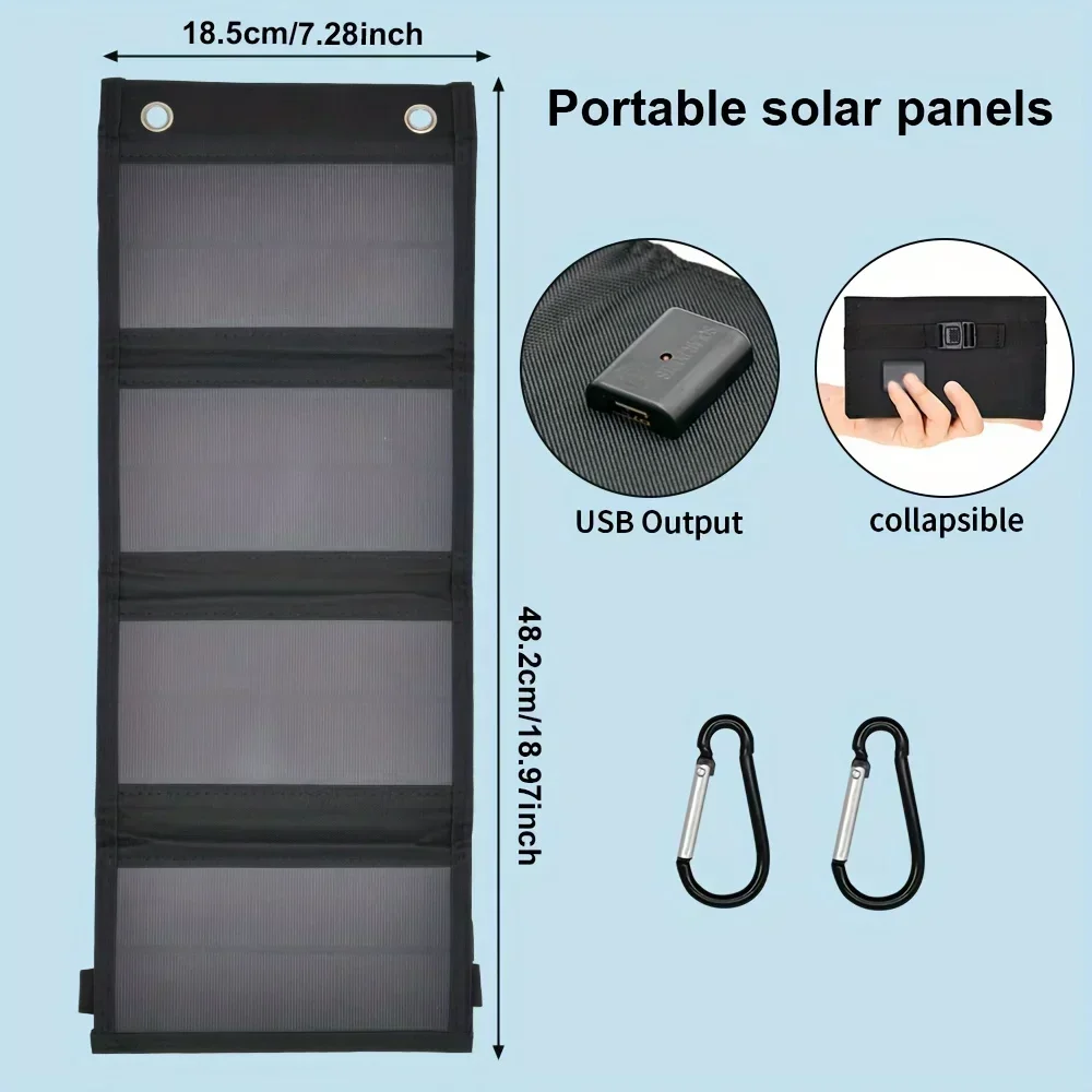 Portable Solar Panel USB 12V Charger Mobile Phone Folding Kit Foldable Outdoor Camping Power Bank For iPhone Charging Battery - Image 5