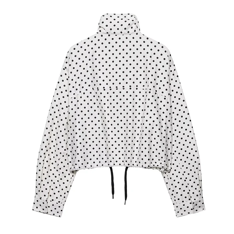 Polka Dot Print Short Coats Women's High Street Long Sleeve Jackets for Women 2025 Elegant Office Ladies Casual Outerwear - Image 3