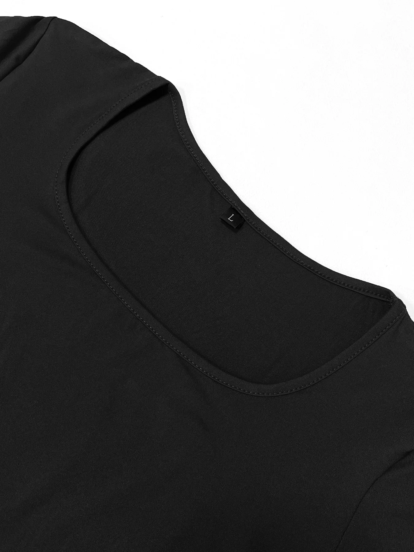 Women's Solid Long Sleeve Bodycon Dress, Chic Basic Minimalist Causual Fashion Scoop Neck Long Dress, Womenswear - Image 6