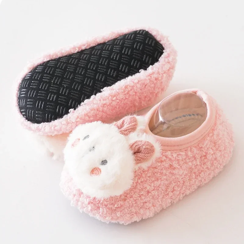 Cartoon Rabbit Baby Floor Socks Kids Plush Slippers Toddler Warm Shoes Children Soft Non-slip Prewalkers Indoor Home Slippers - Image 4