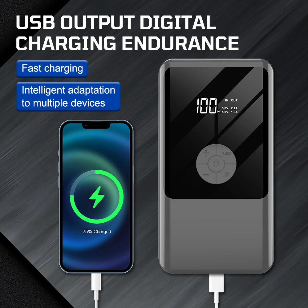 Power Bank Automobile Battery Booster Power Pack with LED Light 2000A Peaks Digital with Air Compressor Jump Starter - Image 4