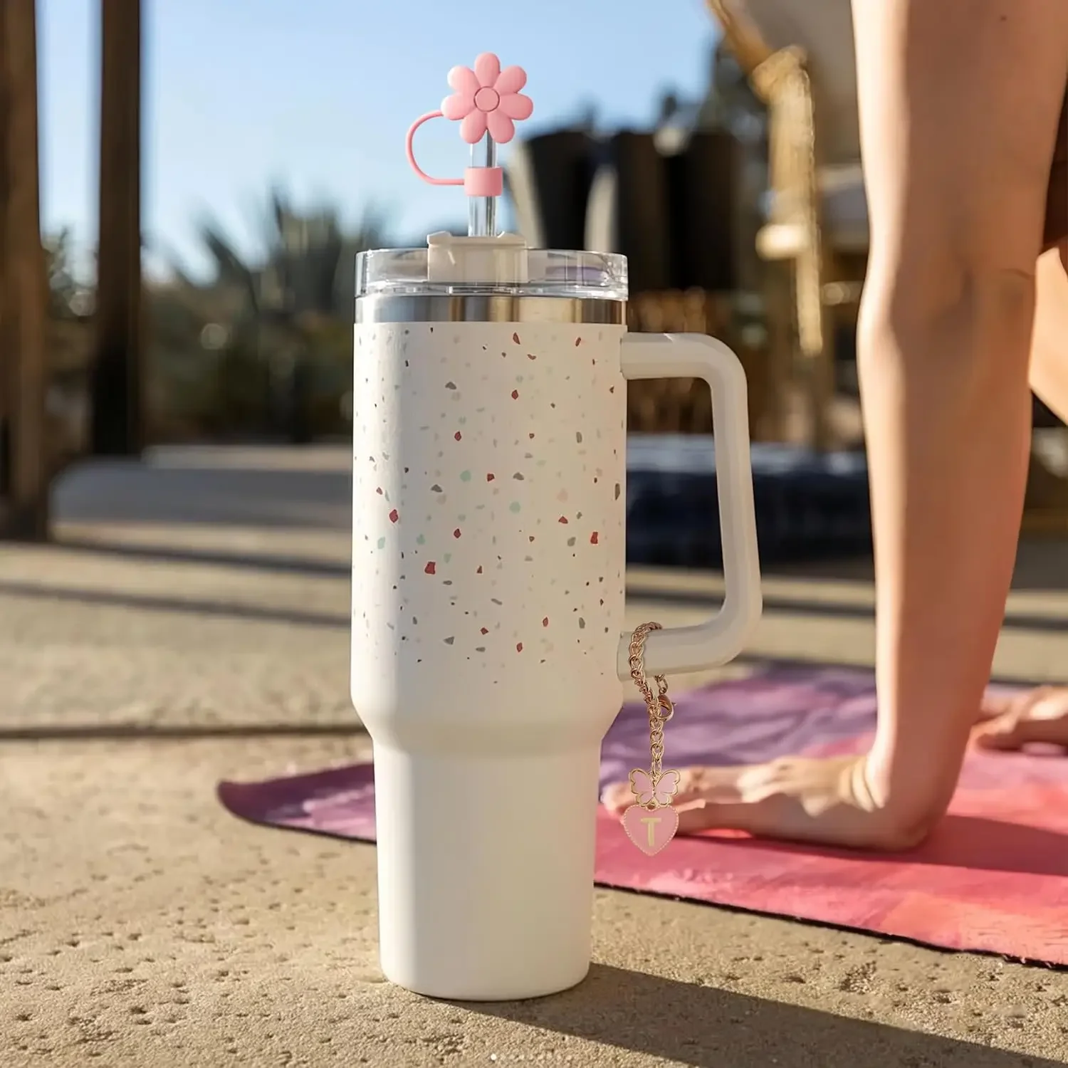 5PCS Straw Cover Cap Straw Toppers and Letter Charms for Stanley 30&40 Oz Tumbler with Handle Cup 10mm Straw Tumbler Accessories - Image 2