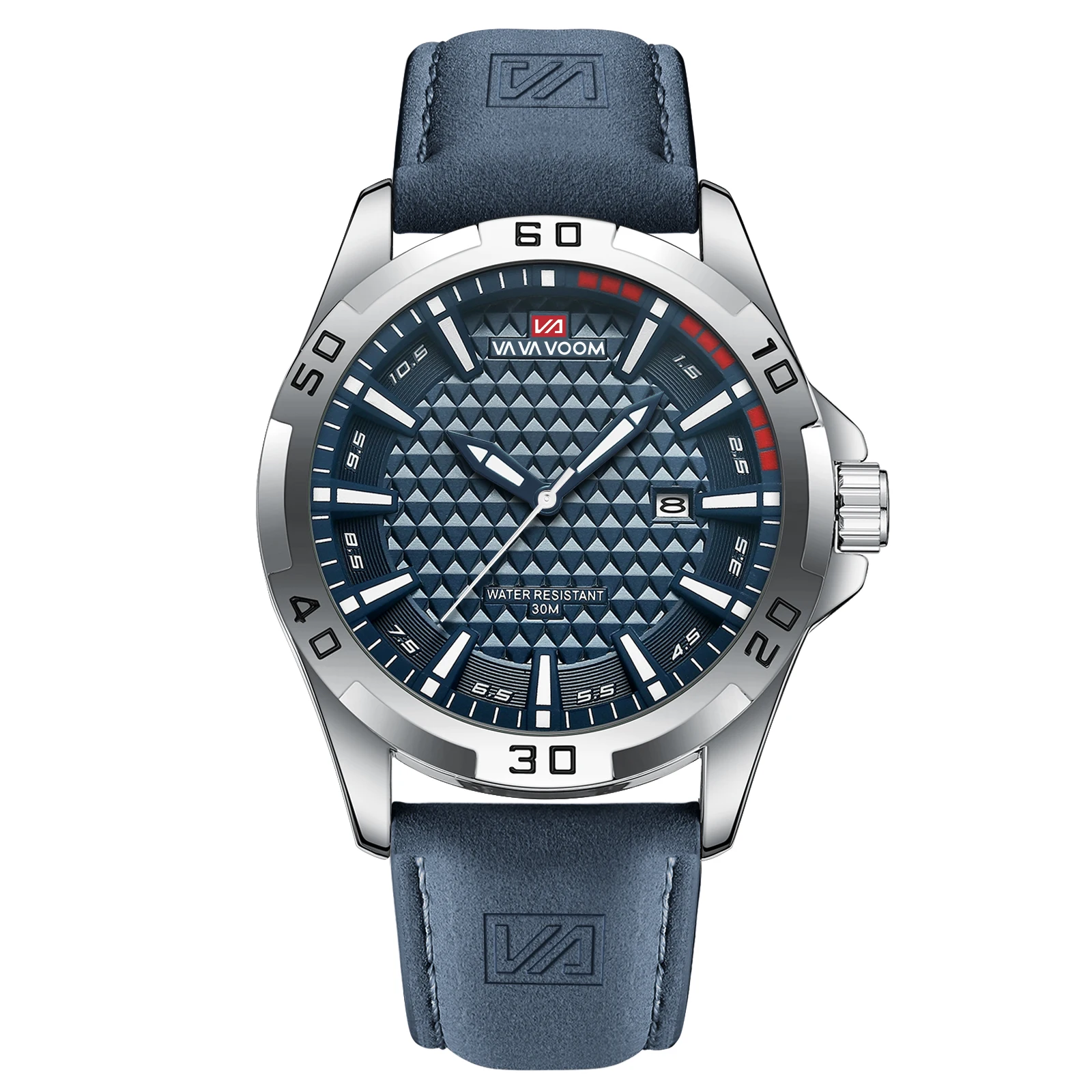 VA VA VOOM Men Casual Sport Military Quartz Calendar Wrist Watch for Man Business Leather Waterproof Male Clock Relogio Masculin - Image 2