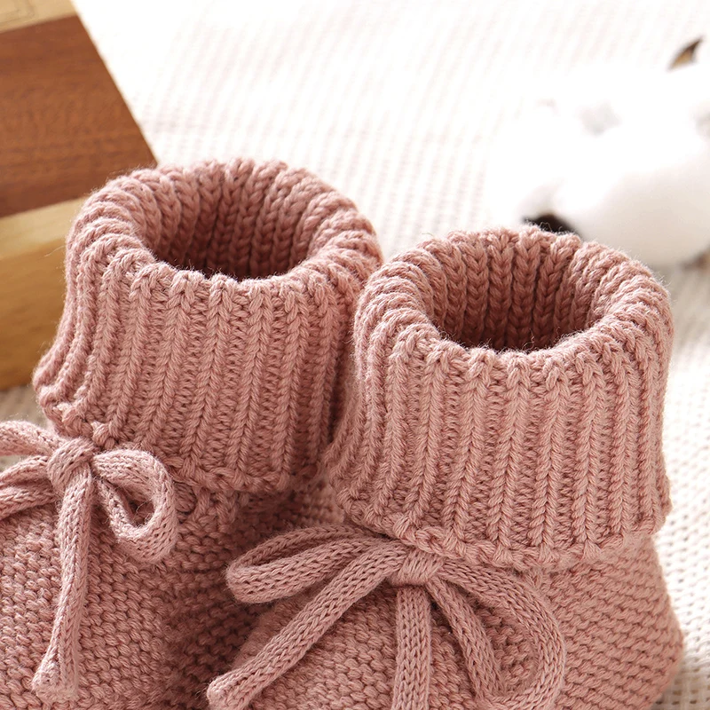 Baby Shoes Solid Color Knitted Newborn Boys and Girls Boots First Walkers Soft Bottom Infant Unisex Footwear 0-18m Child Booties - Image 4