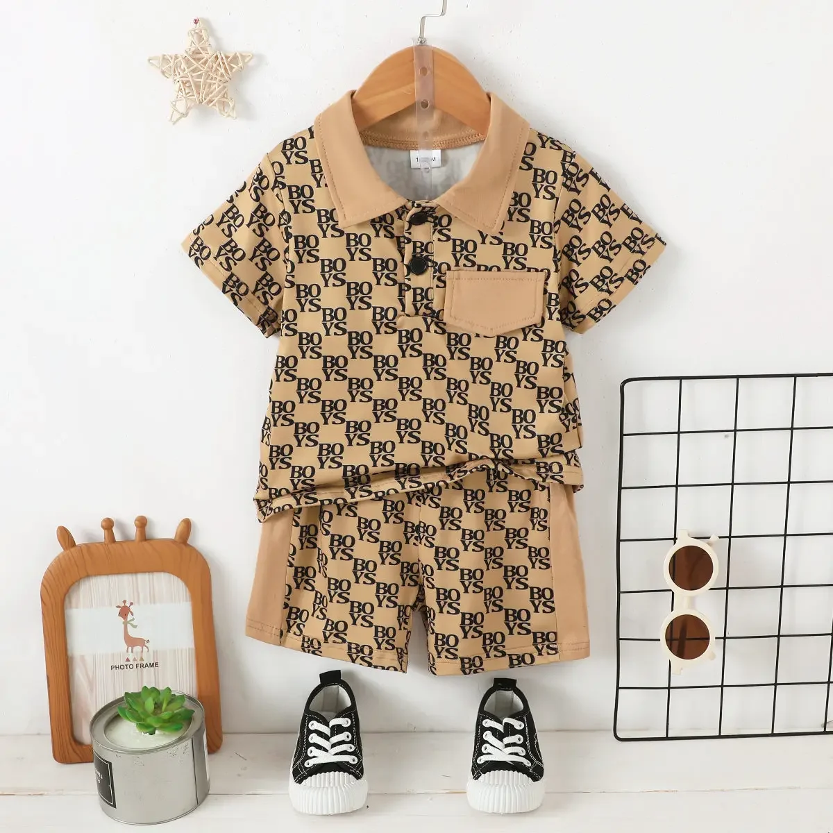 2PCS Clothing Set Children Fashion Gentleman Pocket Style Button Short Sleeve Top+Shorts Summer Outfit for Kids Boy 1-6 Years