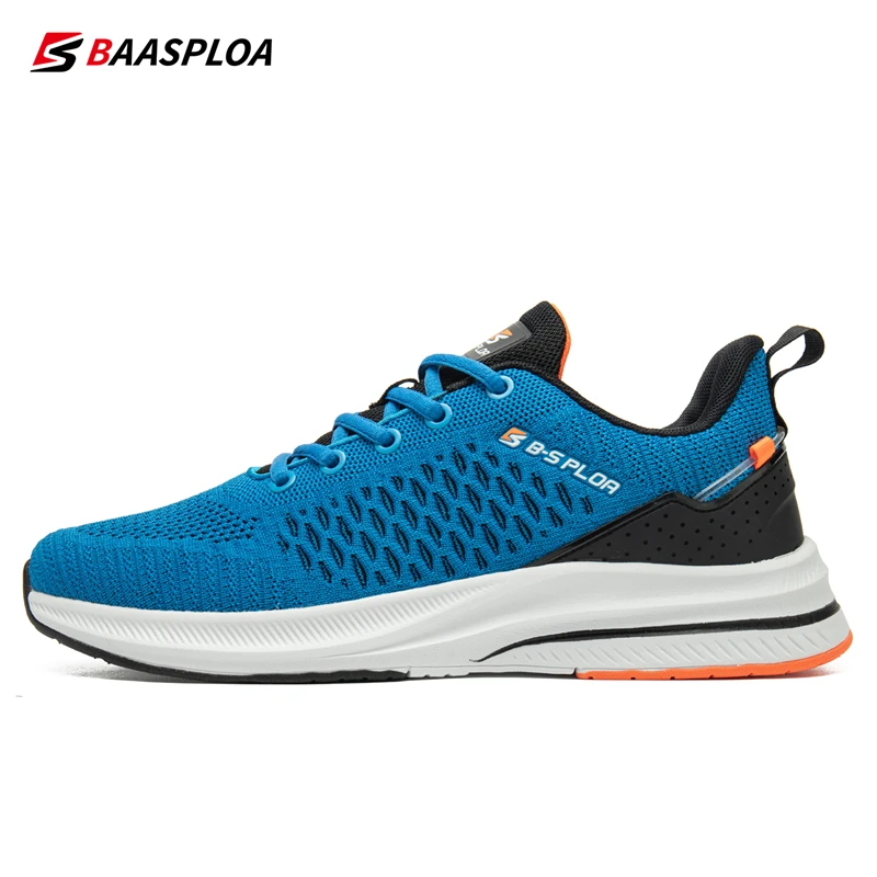 Baasploa Men's Running Shoes New Fashion Lightweight Mesh Breathable Walking Shoes Male Outdoor Casual Lace-Up Sports Shoes