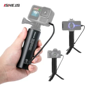 ISHEJS 5000mAh Power Bank Hand Grip for Smartphone Mirrorless Camera,Type-C Charging Ports with Mini Tripod ﻿