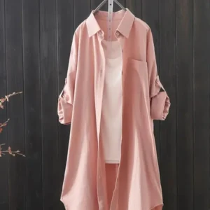 Korean Fashion White Shirt Women 2023 Spring Summer Loose Breathable Midi Shirt and Blouse Lady Simple Solid Color Long Shirts