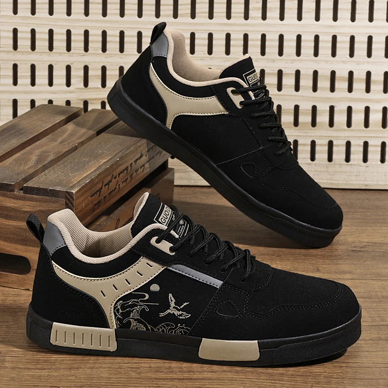 Men's easy to wipe clean skate shoes, good grip, low top lace-up sneakers, men's shoes - Image 2