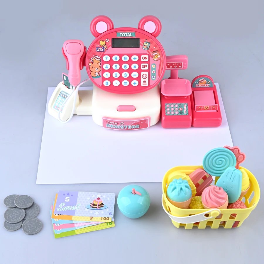 Children play at home toy electric simulation supermarket cash register cartoon frog animal shopping cart computer baby gift - Image 5