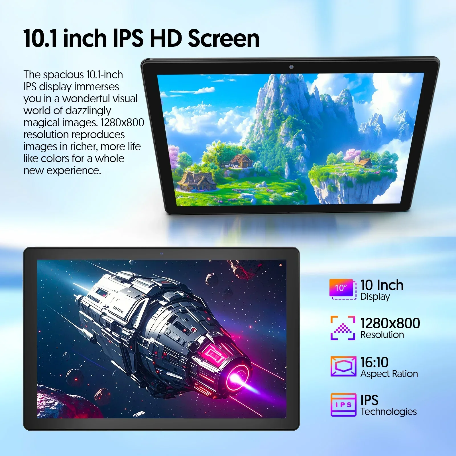 BAKEN 10-inch Android 15 tablet, quad-core processor, 12GB (3+9 expansion) RAM + 64GB storage, 5G WiFi, 1280*800 dual cameras - Image 4