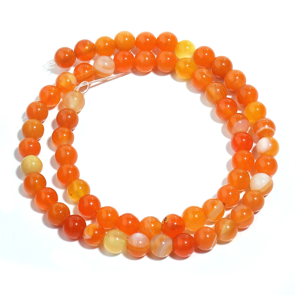 1 Strand Orange Natural Agate Loose Beads Gemstone Round Beads Natural Stone for Jewelry Making DIY 4/6/8/10/12mm - Image 3