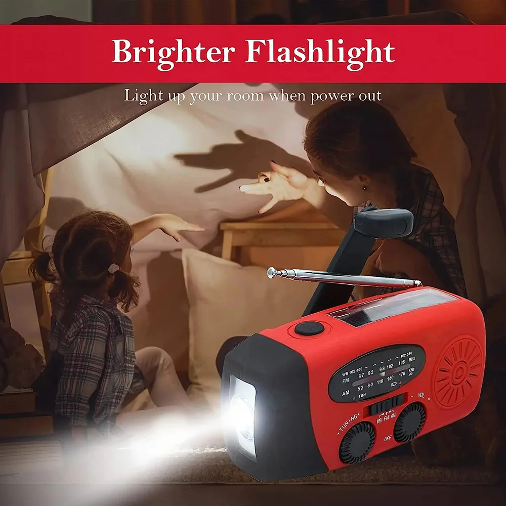 Multifunctional Portable Hand Crank Power Generation Emergency Radio Solar Disaster Prevention FM AM WB NOAA Power Bank - Image 3