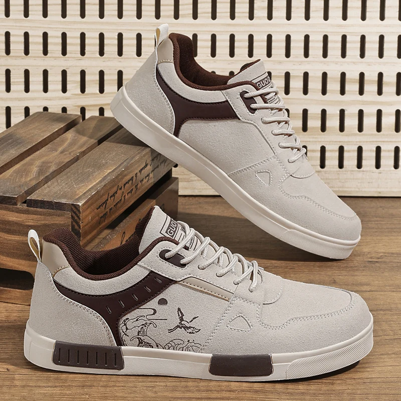 Men's easy to wipe clean skate shoes, good grip, low top lace-up sneakers, men's shoes - Image 5