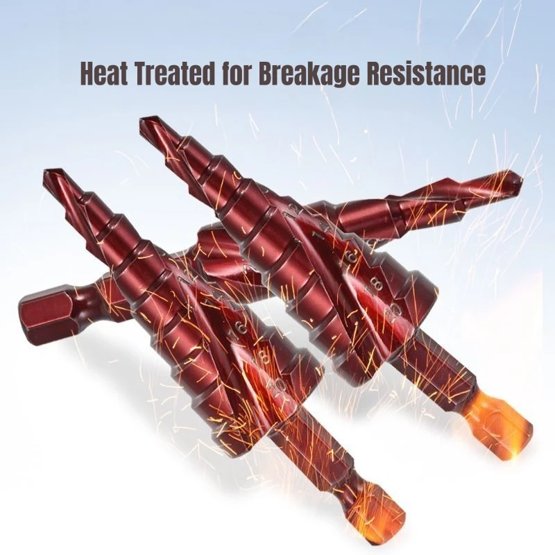 Step Drill Bit Set for Metal Metric 4 32 M35HSS Cobalt Titanium Cone Drilling Holes Spiral Flute Drill Hex Woodworking Tools - Image 4