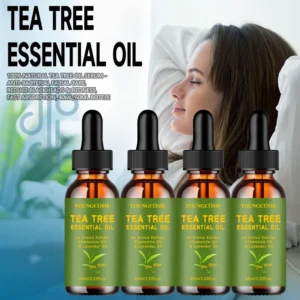 100% Natural Tea Tree Oil Serum 40/60ml - Anti-Bacterial Facial Care, Reduce Blackheads & Redness, Fast Absorption, 1/4set