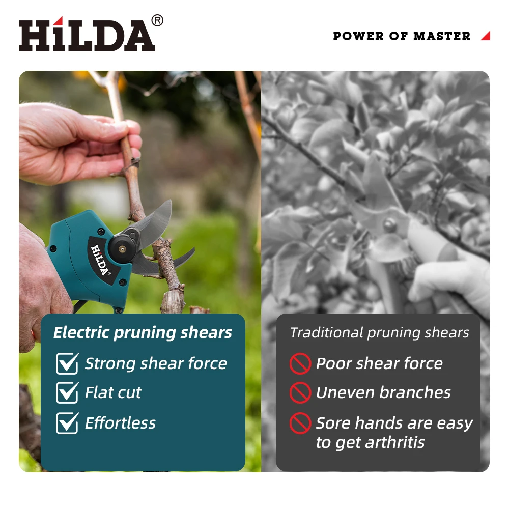 HILDA Brushless Electric Pruning Shears Cordless Fruit Tree Branches Scissors Power Tool For Makita 18V Battery - Image 2