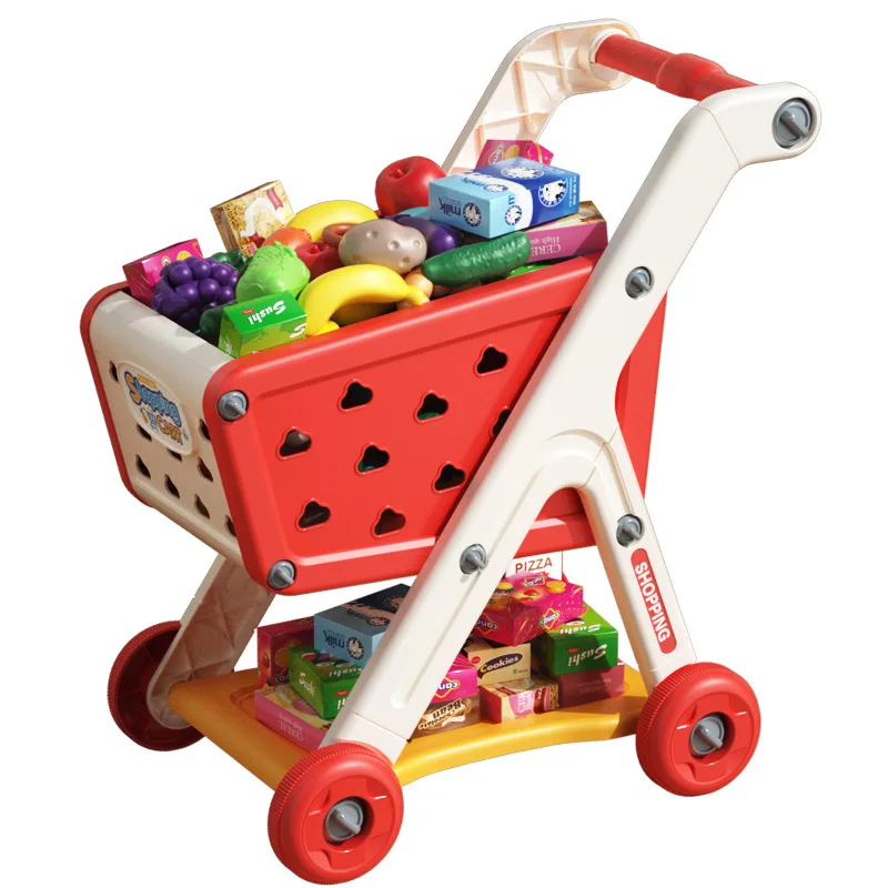 Shopping cart toy baby small trolley children play house fruit cut music kitchen supermarket men and girls Early Education toys - Image 3
