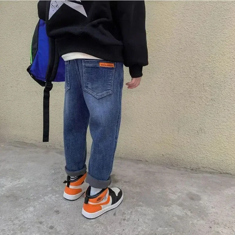 Boys' Pants Thickened One piece Velvet 2024 New Children's Fashionable Loose Jeans for Autumn and Winter Outwear - Image 3