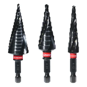 EZARC Step Drill Bit for Metal Metric 4-32mm Spiral Flute Unibit Step Drill 3pcs Wear-Resistant AlTiN Coated for Stainless