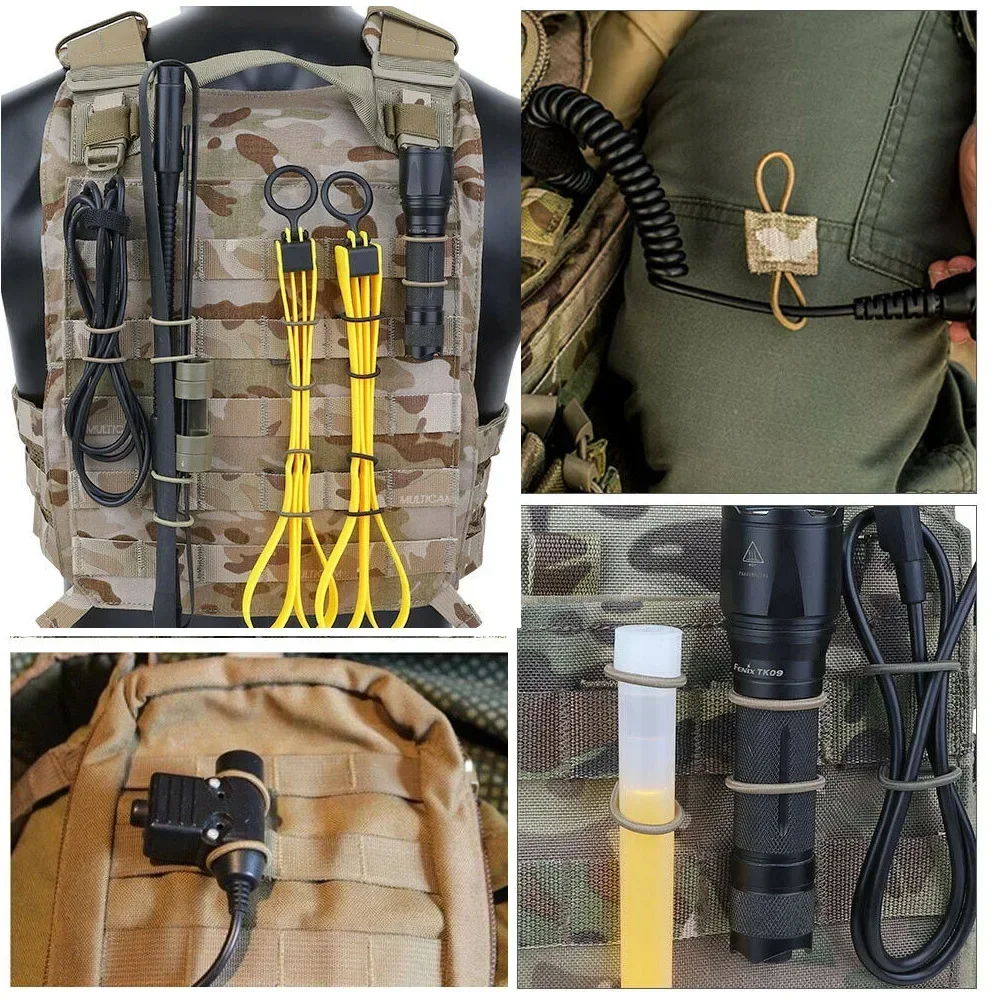 10pcs MOLLE Elastic Nylon Webbing Ribbon Buckle Outdoor Hiking Hunting Backpack Vest PTT Antenna Stick Pipe Binding Retainer - Image 2
