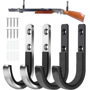 Horizontal Gun Rack Wall Mount J-hook Rifle Shotgun Archery Bow Hangers Hooks with Soft Padding Hunting Accessories